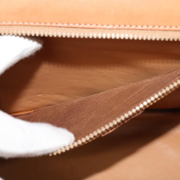 CELINE Macadam Canvas Hand Bag PVC Leather 2way Brown Gold Auth BD1624