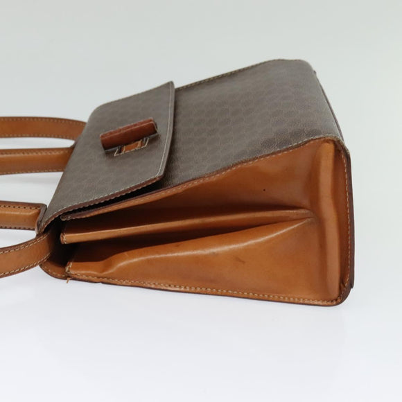 CELINE Macadam Canvas Hand Bag PVC Leather 2way Brown Gold Auth BD1624