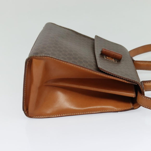 CELINE Macadam Canvas Hand Bag PVC Leather 2way Brown Gold Auth BD1624
