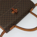 CELINE Macadam Canvas Hand Bag PVC Leather 2way Brown Gold Auth BD1624-6
