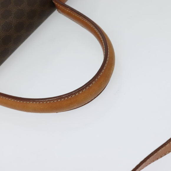 CELINE Macadam Canvas Hand Bag PVC Leather 2way Brown Gold Auth BD1624