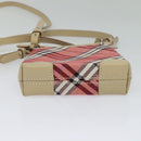 BURBERRY Nova Check Blue Label Shoulder Bag Canvas 2way Pink Silver Auth BD1626-5
