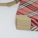 BURBERRY Nova Check Blue Label Shoulder Bag Canvas 2way Pink Silver Auth BD1626-10