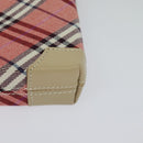 BURBERRY Nova Check Blue Label Shoulder Bag Canvas 2way Pink Silver Auth BD1626-15