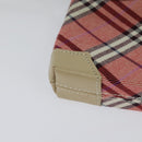 BURBERRY Nova Check Blue Label Shoulder Bag Canvas 2way Pink Silver Auth BD1626-16