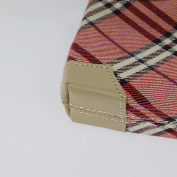 BURBERRY Nova Check Blue Label Shoulder Bag Canvas 2way Pink Silver Auth BD1626