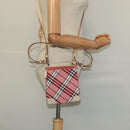 BURBERRY Nova Check Blue Label Shoulder Bag Canvas 2way Pink Silver Auth BD1626-20