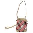 BURBERRY Nova Check Blue Label Shoulder Bag Canvas 2way Pink Silver Auth BD1626-2
