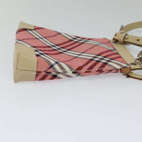 BURBERRY Nova Check Blue Label Shoulder Bag Canvas 2way Pink Silver Auth BD1626