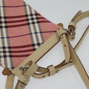 BURBERRY Nova Check Blue Label Shoulder Bag Canvas 2way Pink Silver Auth BD1626-6