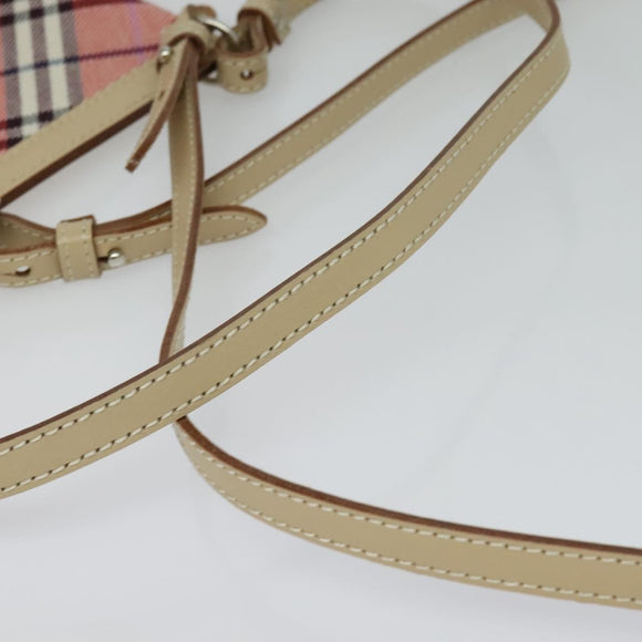 BURBERRY Nova Check Blue Label Shoulder Bag Canvas 2way Pink Silver Auth BD1626