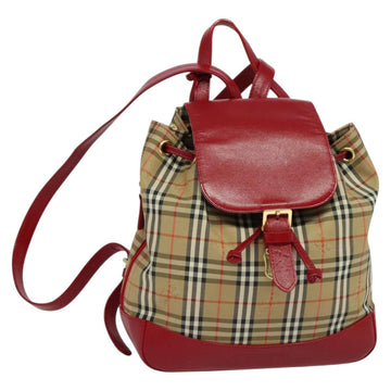 BURBERRY Nova Check Backpack Canvas Beige Red gold Auth BD1627