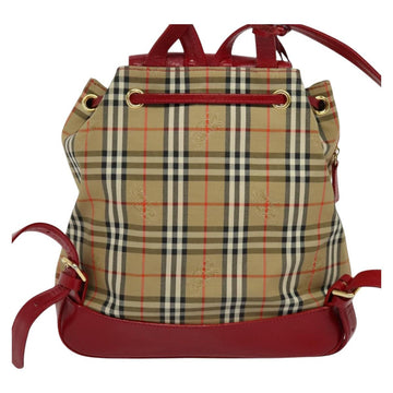 BURBERRY Nova Check Backpack Canvas Beige Red gold Auth BD1627 - 0