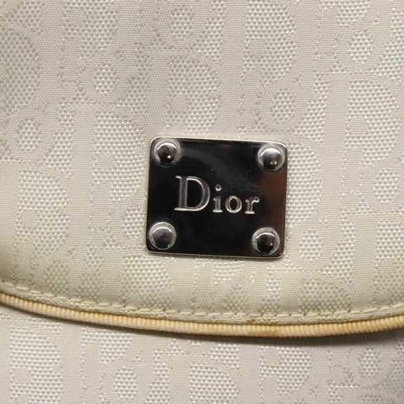 Christian Dior Trotter Canvas Shoulder Bag Nylon White Silver Auth BD1628