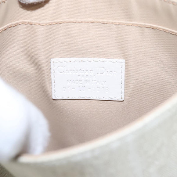 Christian Dior Trotter Canvas Shoulder Bag Nylon White Silver Auth BD1628