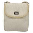 Christian Dior Trotter Canvas Shoulder Bag Nylon White Silver Auth BD1628-13