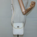 Christian Dior Trotter Canvas Shoulder Bag Nylon White Silver Auth BD1628-20