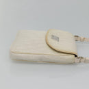 Christian Dior Trotter Canvas Shoulder Bag Nylon White Silver Auth BD1628-3