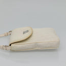 Christian Dior Trotter Canvas Shoulder Bag Nylon White Silver Auth BD1628-4