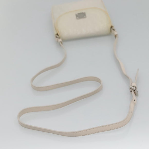 Christian Dior Trotter Canvas Shoulder Bag Nylon White Silver Auth BD1628