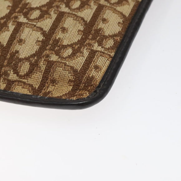 Christian Dior Trotter Canvas Clutch Bag Brown Gold Auth BD1629