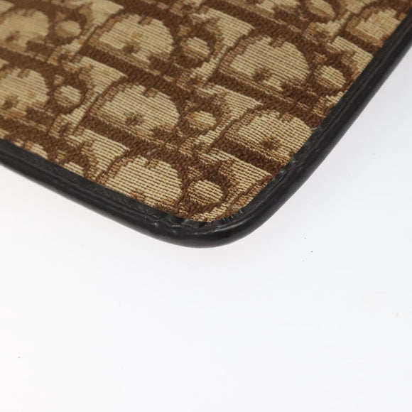 Christian Dior Trotter Canvas Clutch Bag Brown Gold Auth BD1629
