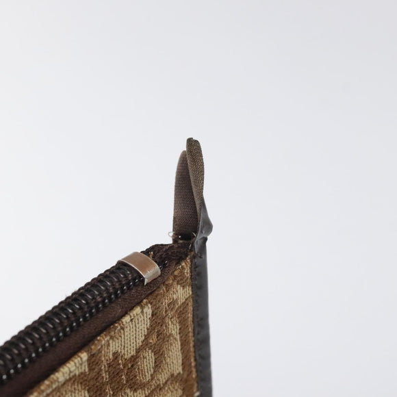 Christian Dior Trotter Canvas Clutch Bag Brown Gold Auth BD1629