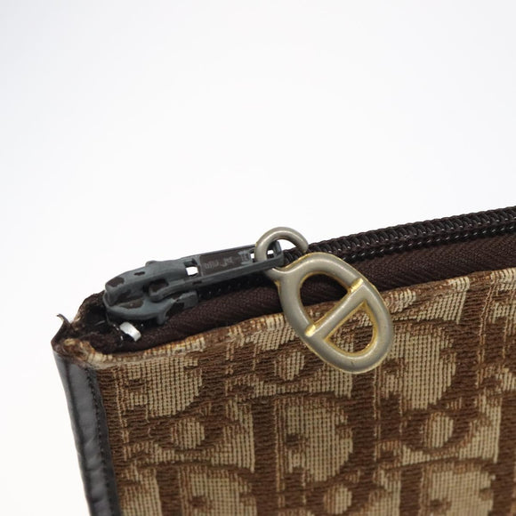 Christian Dior Trotter Canvas Clutch Bag Brown Gold Auth BD1629
