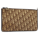 Christian Dior Trotter Canvas Clutch Bag Brown Gold Auth BD1629-1