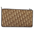 Christian Dior Trotter Canvas Clutch Bag Brown Gold Auth BD1629-2