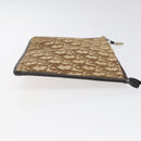 Christian Dior Trotter Canvas Clutch Bag Brown Gold Auth BD1629-3