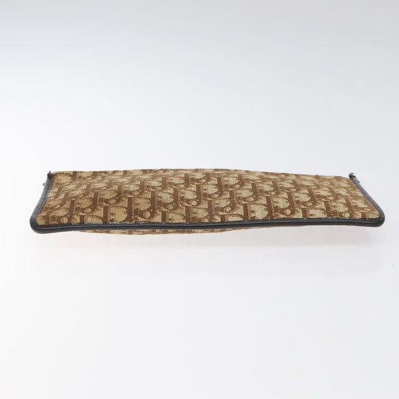 Christian Dior Trotter Canvas Clutch Bag Brown Gold Auth BD1629