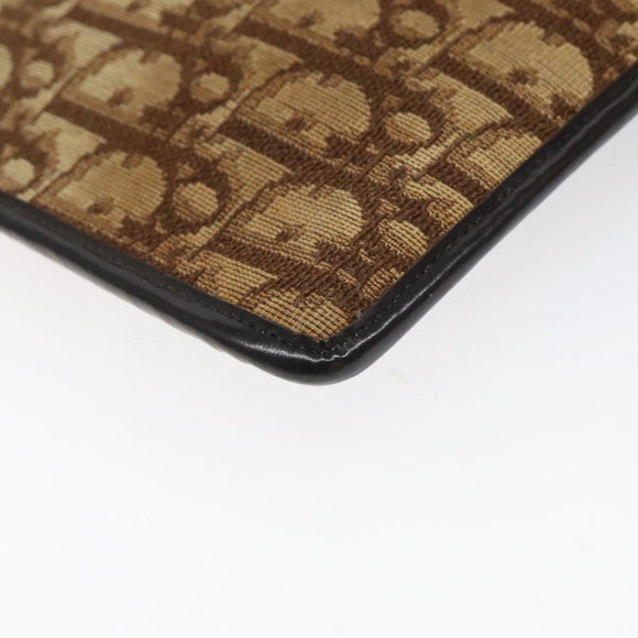 Christian Dior Trotter Canvas Clutch Bag Brown Gold Auth BD1629