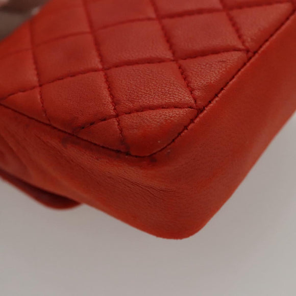 CHANEL Mini Mini Matelasse Charm Lamb Skin Orange CC Auth BD1634