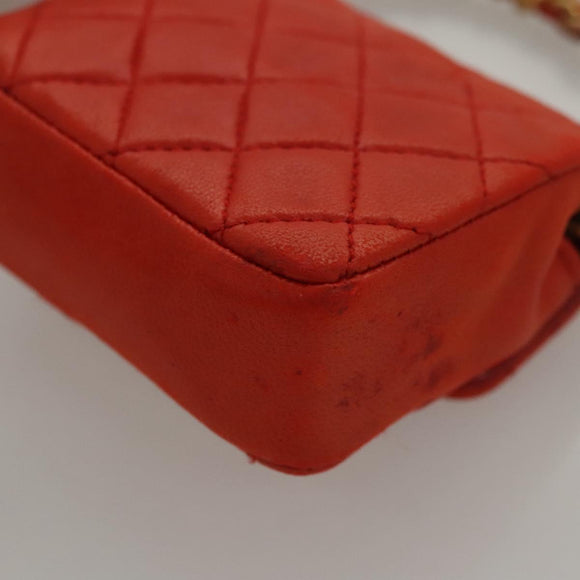 CHANEL Mini Mini Matelasse Charm Lammleder Orange CC Auth BD1634