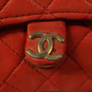 CHANEL Mini Mini Matelasse Charm Lamb Skin Orange CC Auth BD1634-14