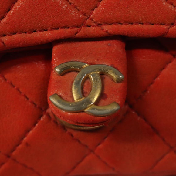 CHANEL Mini Mini Matelasse Charm Lammleder Orange CC Auth BD1634