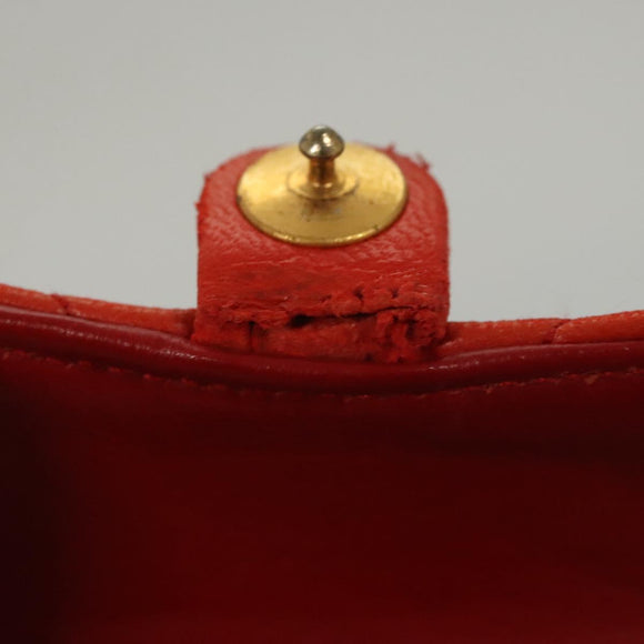 CHANEL Mini Mini Matelasse Charm Lamb Skin Orange CC Auth BD1634