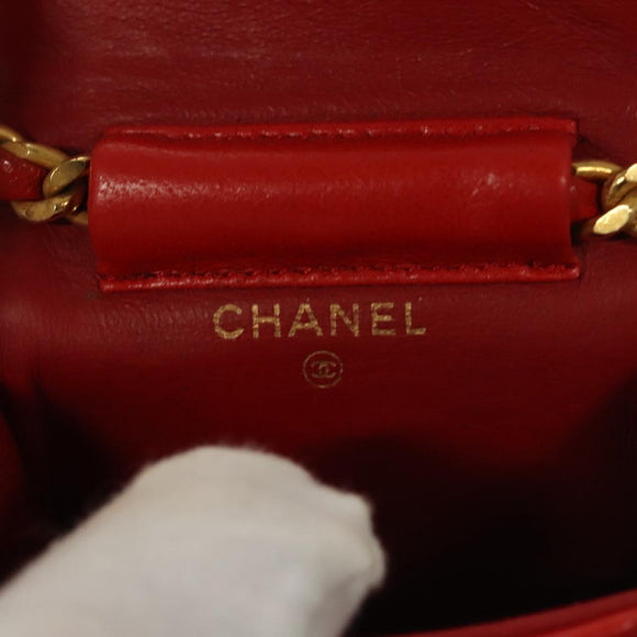 CHANEL Mini Mini Matelasse Charm Lamb Skin Orange CC Auth BD1634
