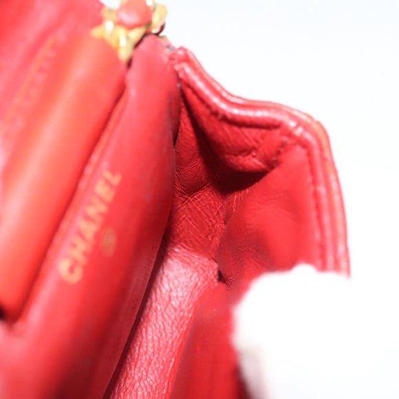 CHANEL Mini Mini Matelasse Charm Lamb Skin Orange CC Auth BD1634