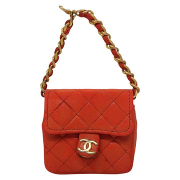 CHANEL Mini Mini Matelasse Charm Lamb Skin Orange CC Auth BD1634 - 0