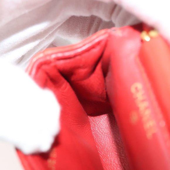 CHANEL Mini Mini Matelasse Charm Lamb Skin Orange CC Auth BD1634