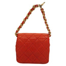CHANEL Mini Mini Matelasse Charm Lamb Skin Orange CC Auth BD1634-3