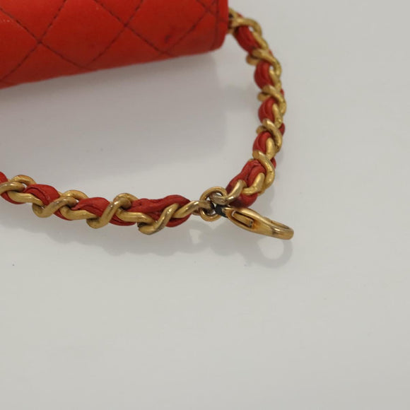 CHANEL Mini Mini Matelasse Charm Lammleder Orange CC Auth BD1634