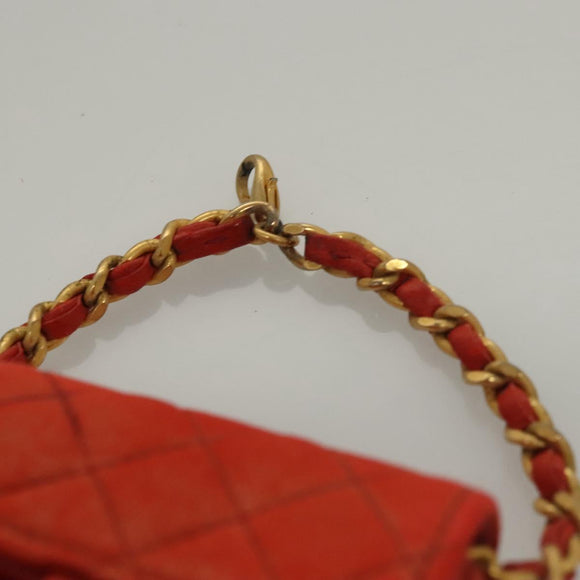 CHANEL Mini Mini Matelasse Charm Lammleder Orange CC Auth BD1634
