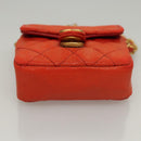 CHANEL Mini Mini Matelasse Charm Lamb Skin Orange CC Auth BD1634-9