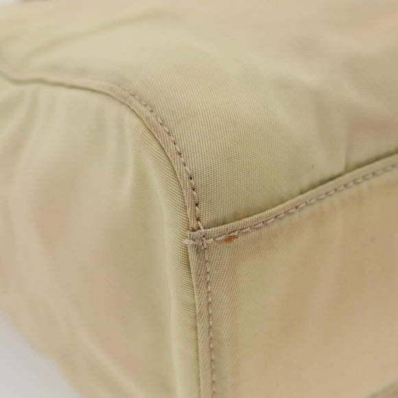 PRADA Chain Shoulder Bag Nylon Beige Auth BD1635