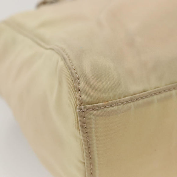 PRADA Chain Shoulder Bag Nylon Beige Auth BD1635