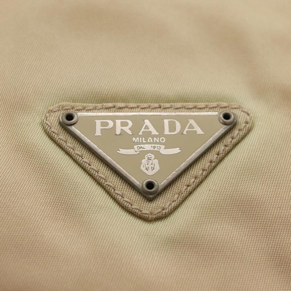 PRADA Chain Shoulder Bag Nylon Beige Auth BD1635