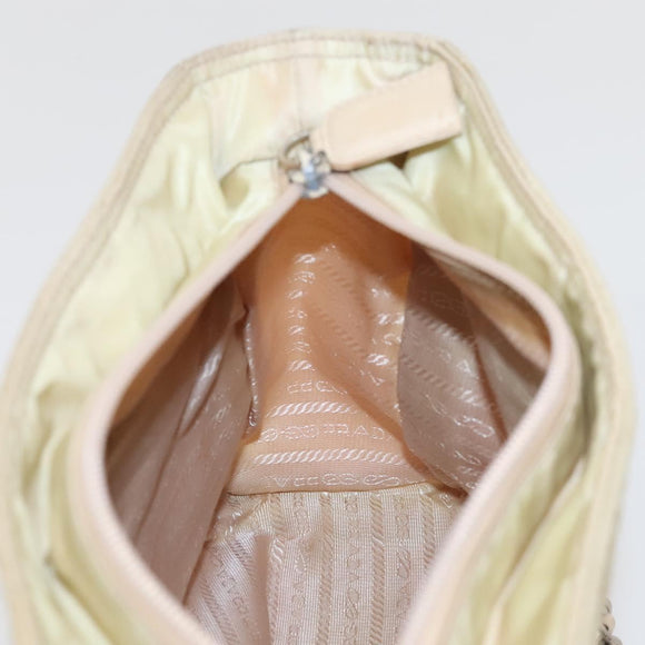PRADA Chain Shoulder Bag Nylon Beige Auth BD1635